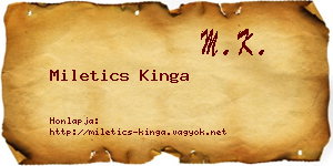 Miletics Kinga névjegykártya